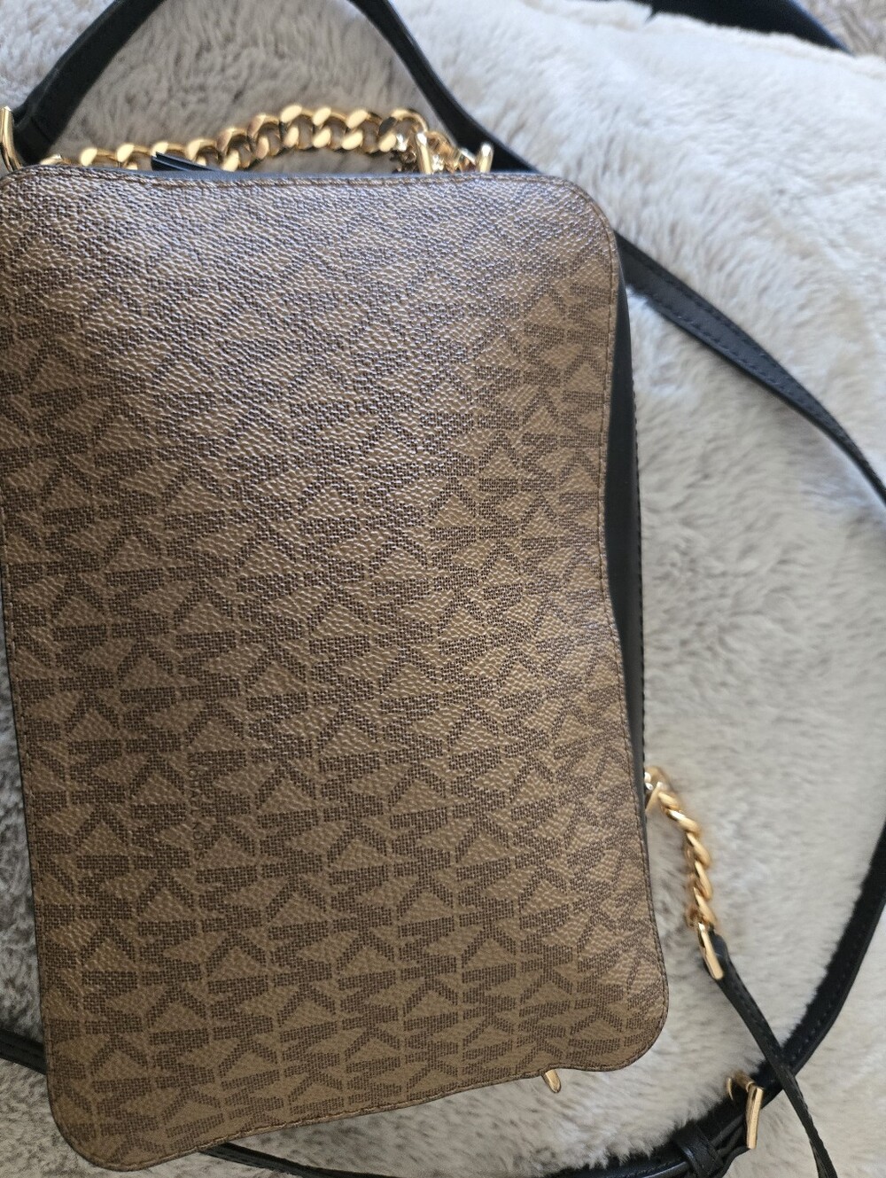 Michael Kors Brown Logo Crossbody with Black and Cream Center Stripe - Picture 4 of 7